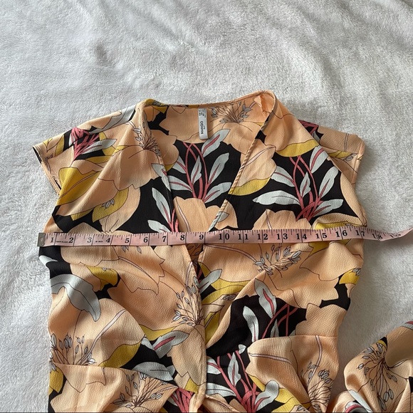 Mango wrap midi dress sz 2 peach floral - Picture 4 of 5